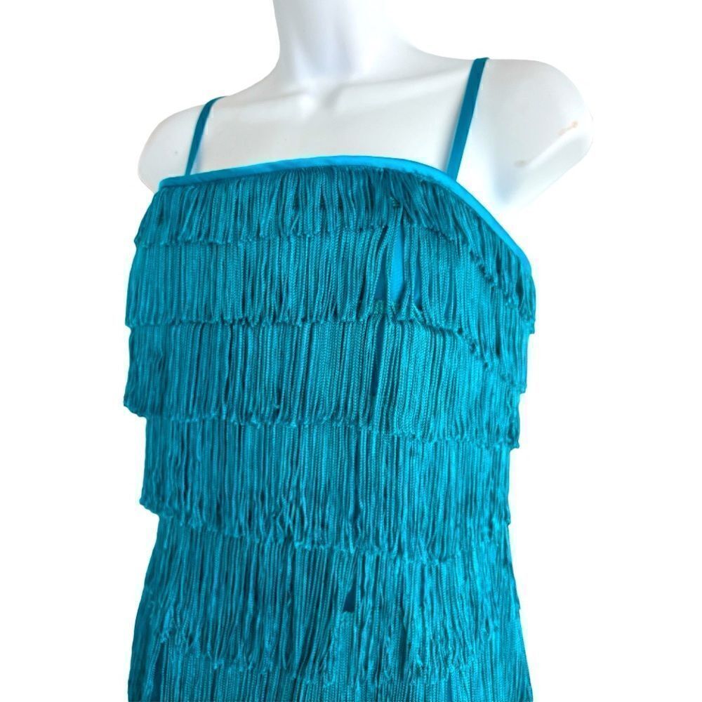 PHOEBE COUTURE Aqua Fringe MidiāDressāViaāNeimanāMarcusāSizeā12. - Picture 2 of 7